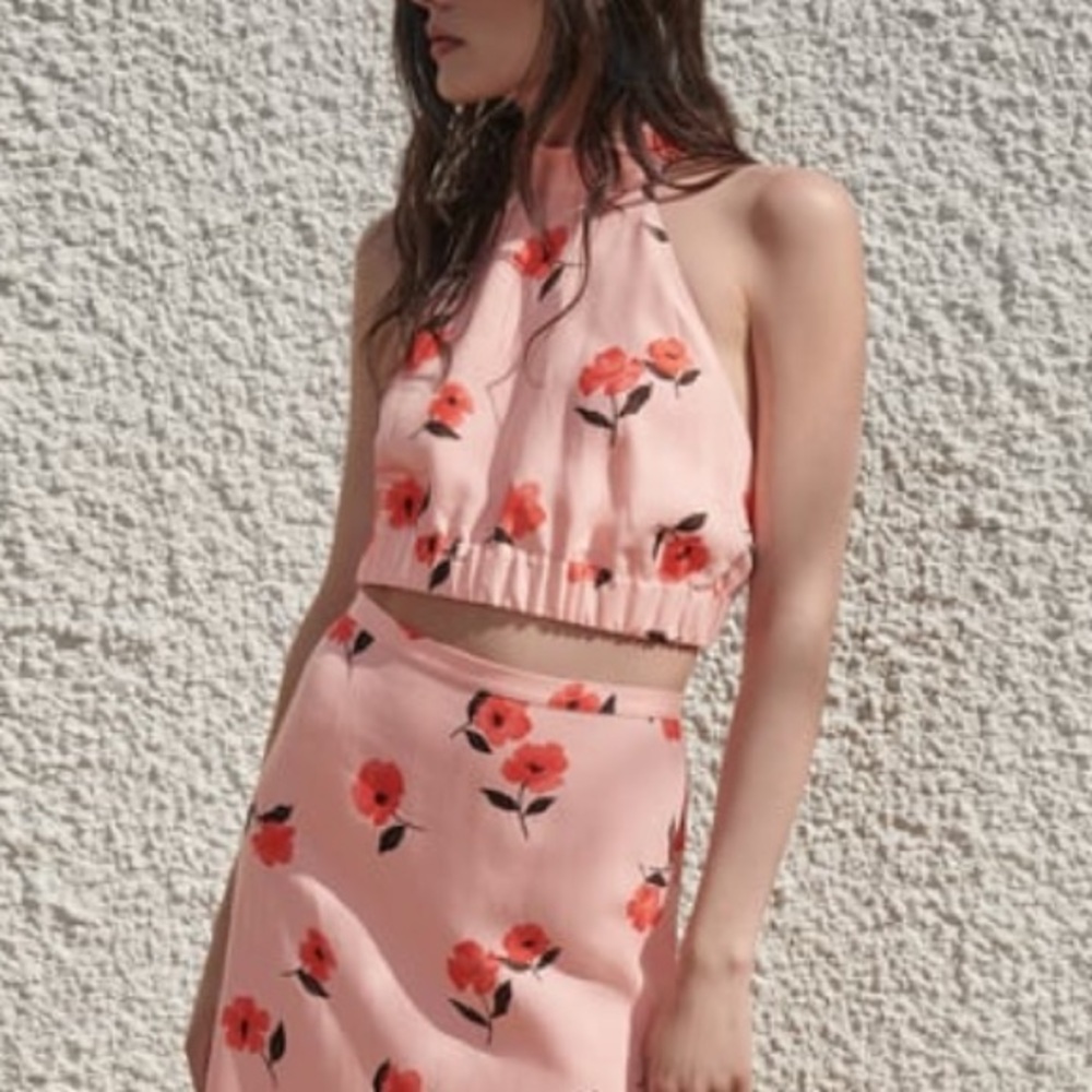 Zara Linen Blend Floral Print Top